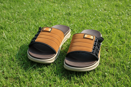 Tan brown slides on grass