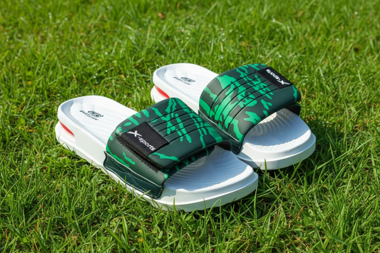 Green Camo X-Sports Slides on Grass